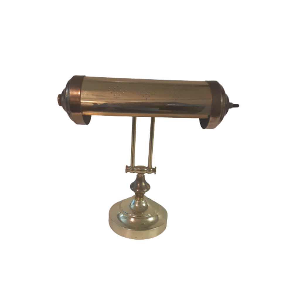 Mid-century modern adjustable brass piano lamp rounded ends